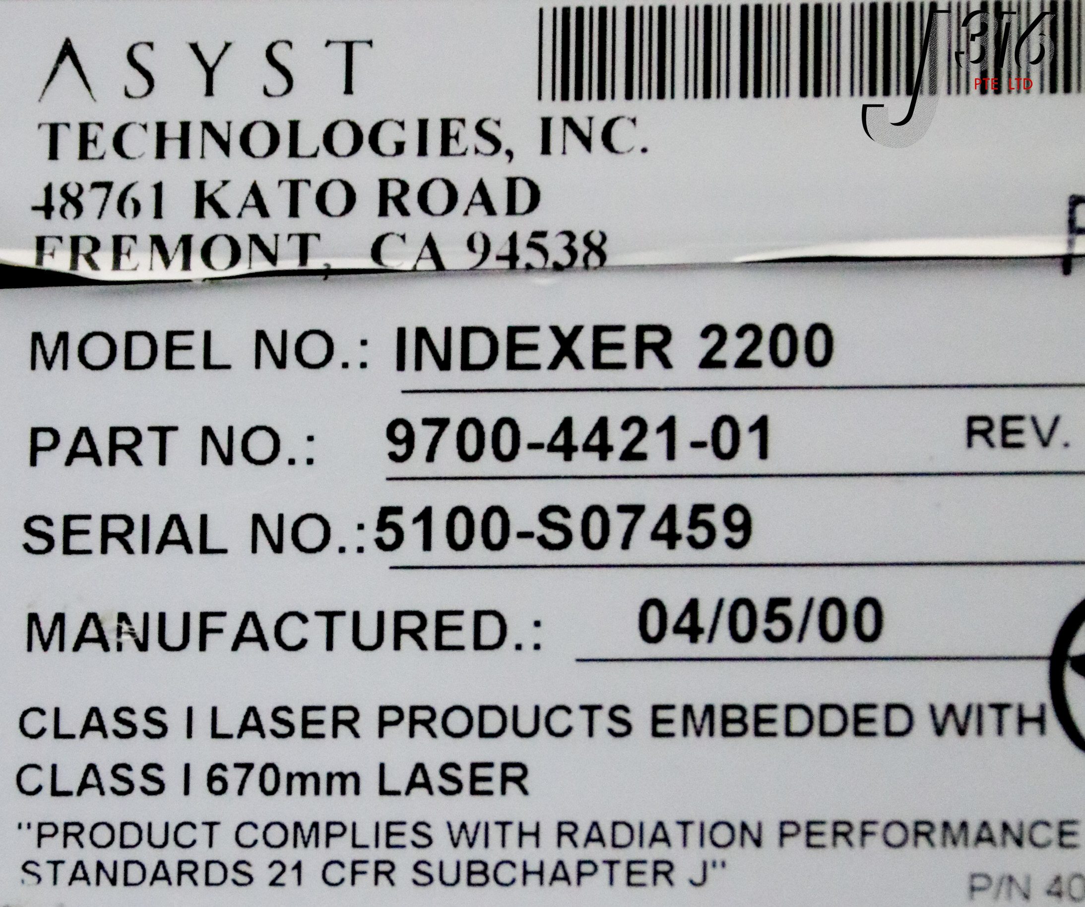 34349 ASYST WAFER HANDLER, P/N: 9700-4421-01 INDEXER 2200 | eBay